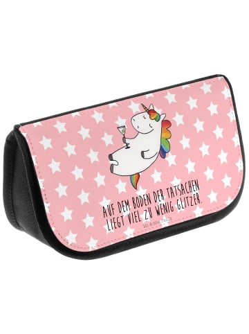 Mr. & Mrs. Panda Kosmetiktasche Einhorn Blümchentail mit Spruch in Rot Pastell