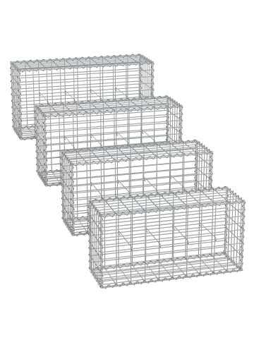 SONGMICS 4er-Set: Gabionen in Silbern - (B)100 x (H)50 x (T)30 cm