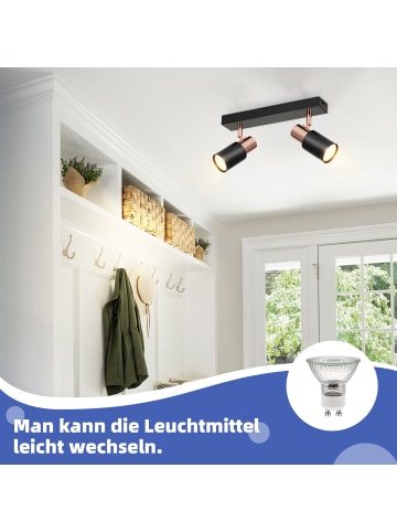 ZMH Deckenleuchte in Roségold 2-flammige GU10 rechteckig Moderne Deckenspots