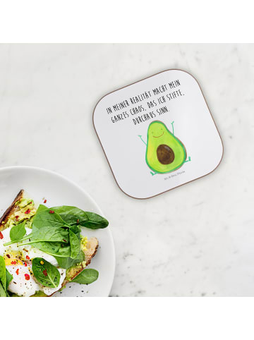 Mr. & Mrs. Panda Glasuntersetzer Avocado Glücklich mit Spruch in Weiß