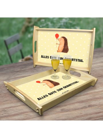 Mr. & Mrs. Panda Sofa Tablett Igel Luftballon mit Spruch in Gelb Pastell