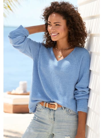 Buffalo V-Ausschnitt-Pullover in blau meliert