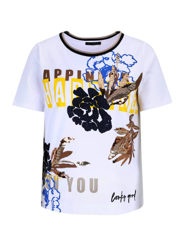 Betty Barclay Basic Shirt mit Rippbündchen in Patch White/Blue