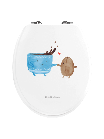 Mr. & Mrs. Panda Motiv WC Sitz Kaffee Bohne ohne Spruch in Weiß