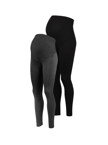 petit amour Julia Umstandsleggings Doppelpack Dunkelgrau/ Schwarz