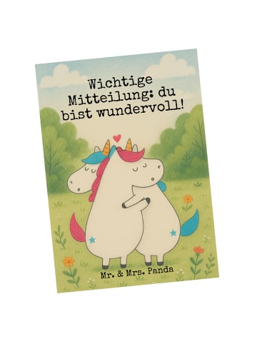 Mr. & Mrs. Panda Postkarte Einhorn Mitteilung Design mit Spruch in Weiß