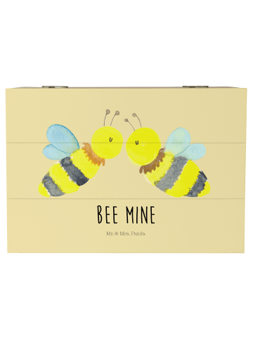 Mr. & Mrs. Panda Geschenkbox Biene Liebe mit Spruch in Gelb Pastell