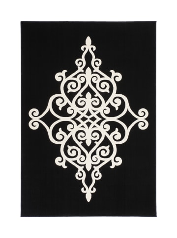 Kayoom Kurzflor Teppich Manolya 209 in schwarz - rechteckig