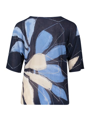 BETTY & CO Feinstrickpullover mit Print in Dunkelblau/Blau