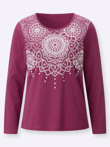 Sieh an! Langarm-Shirt in malve-ecru-bedruckt