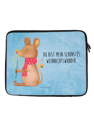 Mr. & Mrs. Panda Notebook Tasche Maus Weihnachten mit Spruch in Eisblau