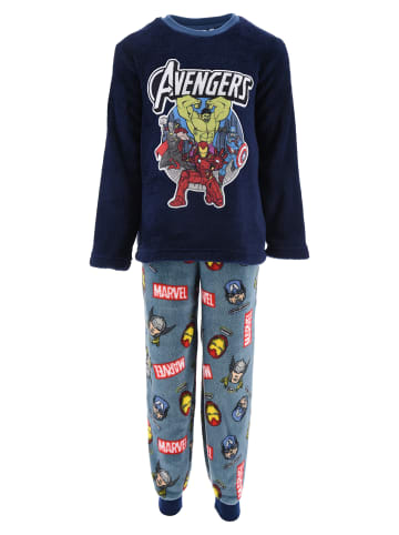 Avengers 2tlg. Outfit: Schlafanzug Marvel Ironman Hulk Thor Fleece Pyjama in Dunkel-Blau