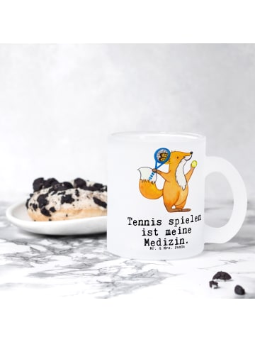 Mr. & Mrs. Panda Tee Tasse Fuchs Tennis spielen mit Spruch in Transparent