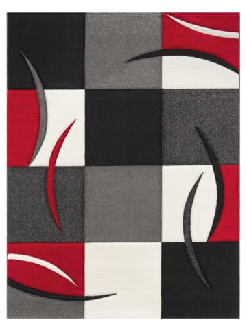 KADIMA DESIGN Teppich Kurzflor Karo Wohnzimmer in Rot