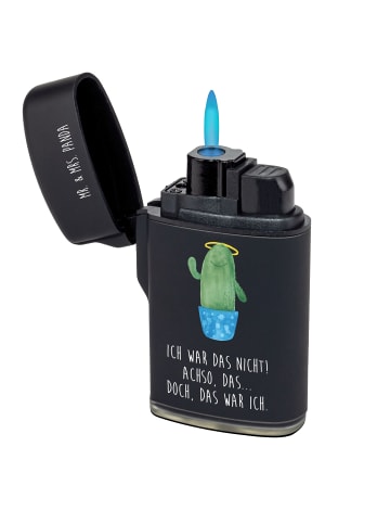 Mr. & Mrs. Panda Feuerzeug Kaktus Heilig mit Spruch in Schwarz