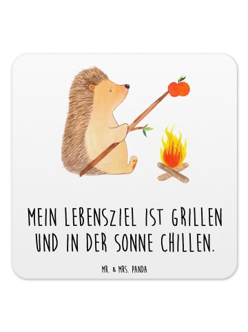 Mr. & Mrs. Panda Gläseruntersetzer Igel Grillen mit Spruch in Weiß
