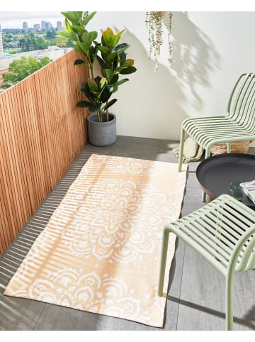 Beliani Outdoorteppich KARWAR in Beige/Weiß - (W) 80 x (L) 150 cm