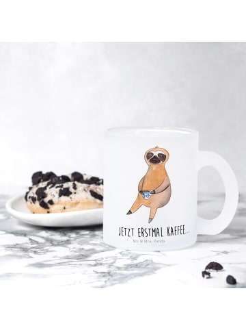 Mr. & Mrs. Panda Teetasse Faultier Kaffee mit Spruch in Transparent