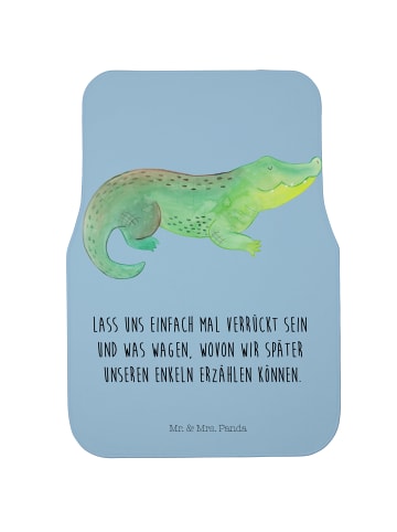 Mr. & Mrs. Panda Fahrer Autofußmatte Krokodil mit Spruch in Blau Pastell