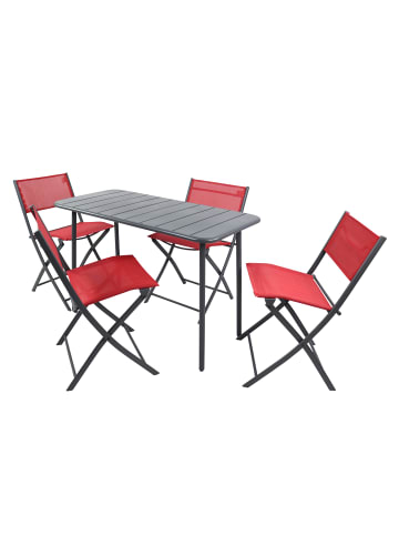 VCM  5 tlg. Bistroset Balkonset Gartenset Sumila 110x55 in Rot