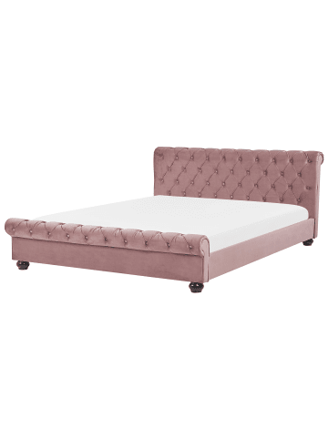 Beliani 10-tlg Doppelbett AVALLON in Rosa/Schwarz