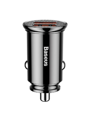 Baseus Circular Smart Mini Auto Ladegerät Autoadapter 2x USB QC3.0 in Schwarz