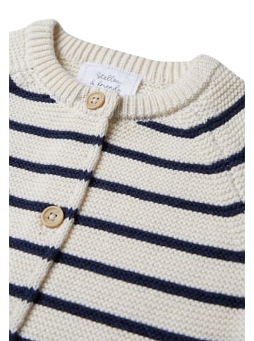 Stellou & friends Gestreifte Strickjacke in weiß