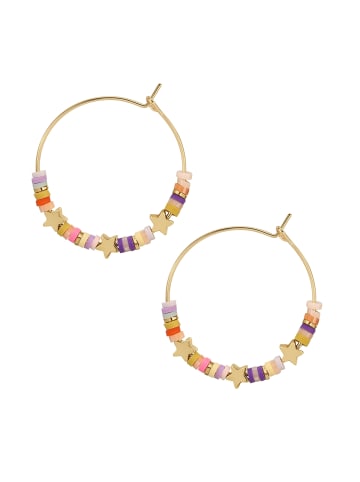 Yokoamii Ohrringe Sterne aus Messing mit Heishi Perlen in gelbgold