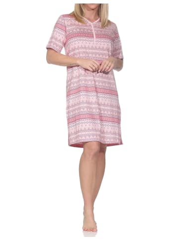 NORMANN kurzarm Nachthemd Ethnolook 125 214 226 in rosa