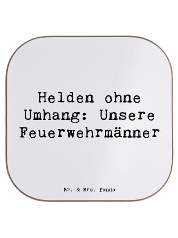 Mr. & Mrs. Panda Flaschenuntersetzer Spruch Feuerwehrmann Helden... in Weiß