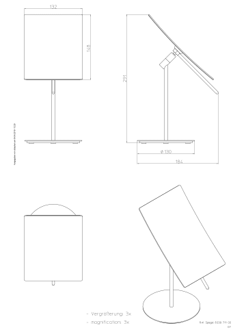 Frasco Stand-Kosmetikspiegel mit Griff und 3-fach-Vergrößerung, 132x148 mm