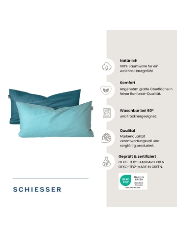Schiesser Kissenhüllenset Doubleface 2-teilig in Türkis