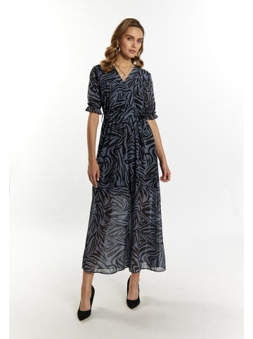 faina Maxikleid Mit Zebra-Print in Grau Schwarz