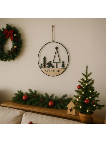 UNUS Aufhänger "Happy Home" mit Bäumen und Rollerfahrer in Schwarz