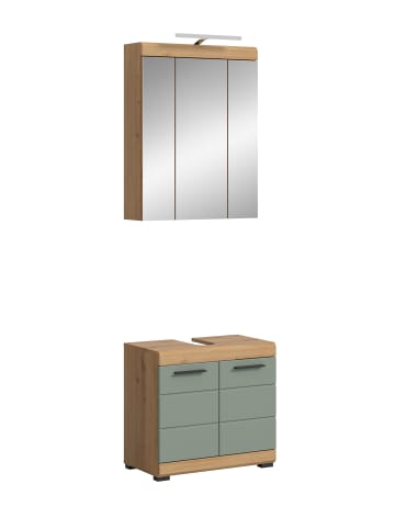xonox.home Badkombination in Artisan Eiche/Salbei - (B) 60 x (H) 191 x (T) 34