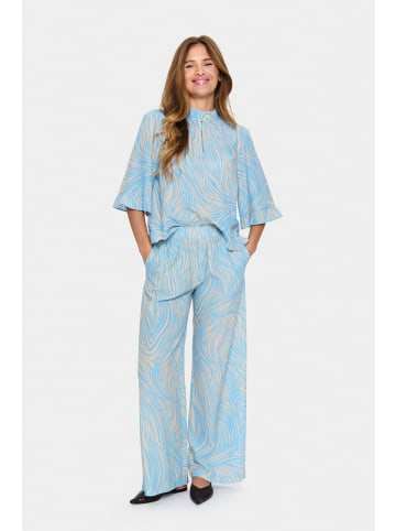 SAINT TROPEZ Casual Hose JessicaSZ Lockere Passform in Blue Leaves Strokes