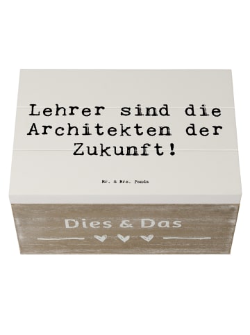 Mr. & Mrs. Panda Aufbewahrungsbox Holz Spruch Lehrer Zukunftsarc... in Weiß