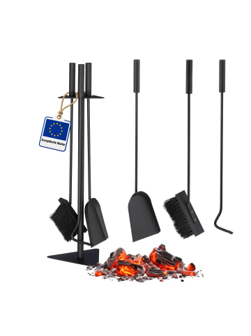 relaxdays 4-teilige Kaminbesteck in Schwarz