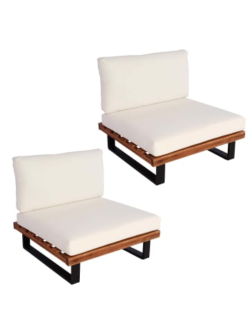MCW 2er-Set Lounge-Sessel H54, Braun, Polster cremeweiß