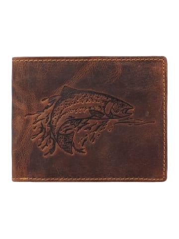 Greenburry Vintage Geldbörse mit Fisch-Prägung Leder 12 cm in forelle