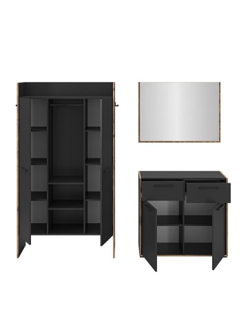 ebuy24 Garderobenmöbel Bueno (3-teilig) Schwarzgrau 215 x 37 cm