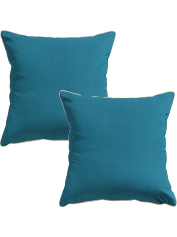 Erwin Müller Nicky-Velours, Samt Kissenhülle 2er-Pack Manchester in petrol