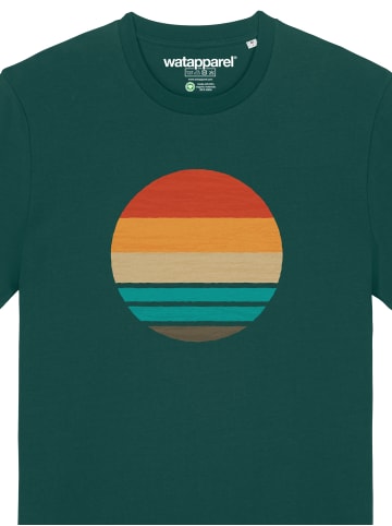 wat? Apparel T-Shirt Retro Sunset Ocean in Dunkelgrün
