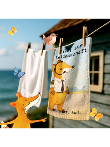 Mr. & Mrs. Panda Gästehandtücher Pilot Leidenschaft Design mit S... in Weiß
