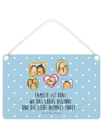 Mr. & Mrs. Panda wandtafel Igel Familie mit Spruch in Blau Pastell