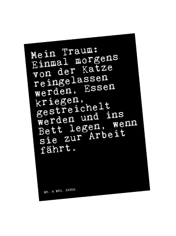 Mr. & Mrs. Panda Ansichtskarte Mein Traum: Einmal morgens... mit... in Schwarz