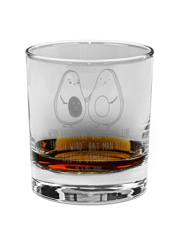 Mr. & Mrs. Panda Whiskyglas Avocado Pärchen mit Spruch in Transparent