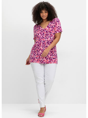 sheego by Joe Browns V-Shirt in pink-gemustert