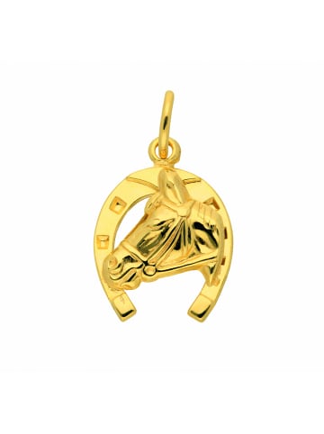 Adeliás Damen 333 Gold Anhänger Pferdekopf im Hufeisen in gold