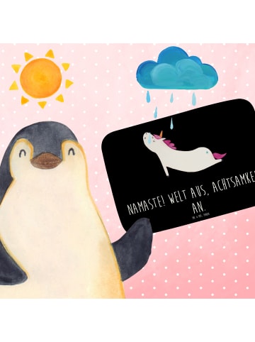 Mr. & Mrs. Panda Badematte Einhorn Yoga mit Spruch in Schwarz